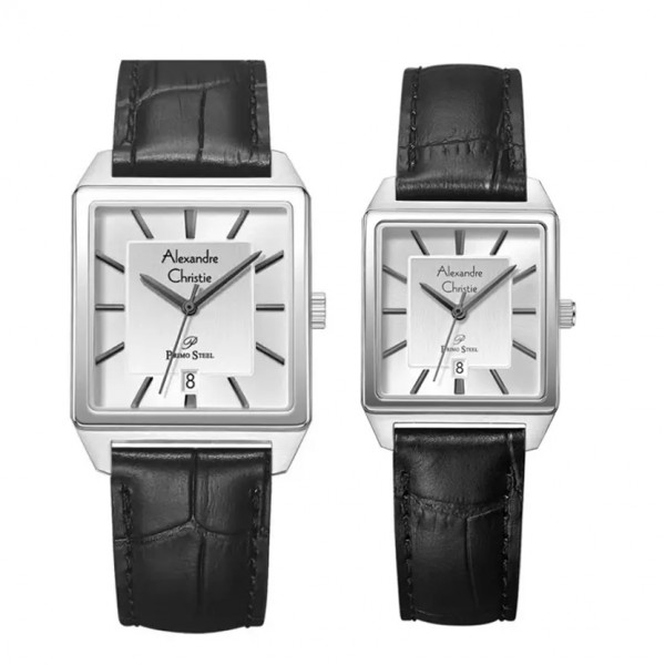 Alexandre Christie AC 1038 Silver White Couple Leather